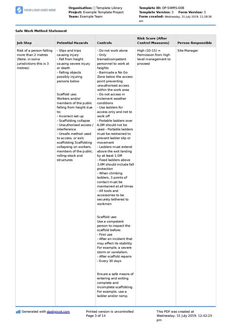 Work Method Statement For Construction Works