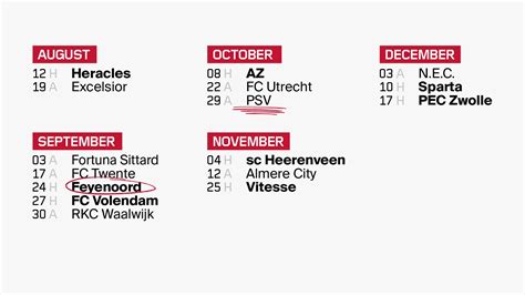 Provisional fixtures: Ajax start season against Heracles