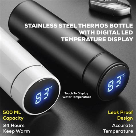 Multi Color Led Temperature Water Bottle Ml Stainless Steel Hot Cold Bottle Thermos Flask