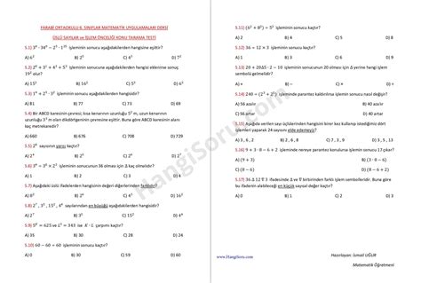 S N F Matematik Testleri Pdf Ndir Ndir Hangisoru