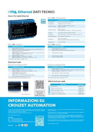 Crouzet Automation Em Ethernet Opuscolo Versione Italiana Pdf