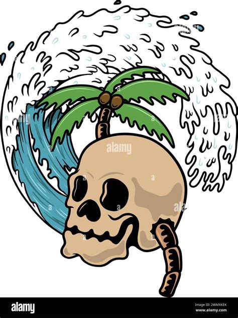 Skull With Palm And Wave Design Element For Poster Card Banner Stock Vector Image And Art Alamy