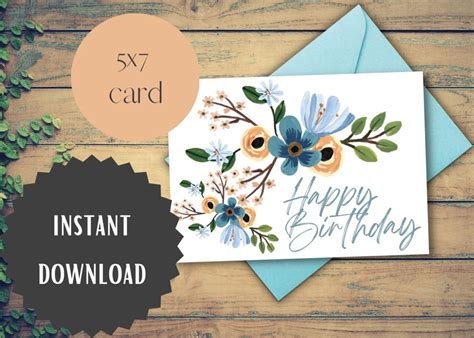 Digital Birthday Card Happy Birthday Printable Card Etsy