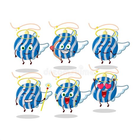 Christmas Lights Blue Cartoon Designs As A Cute Angel Character Stock