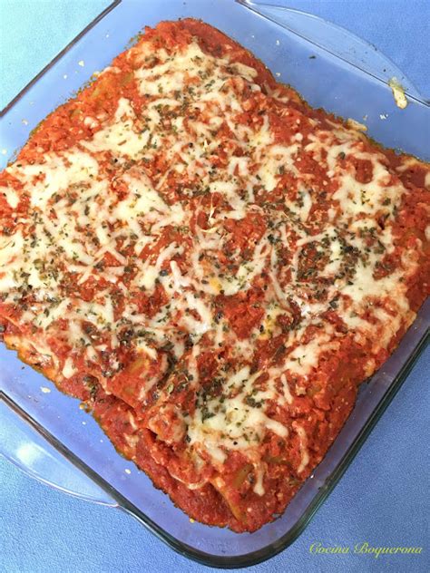 Canelones De Espinacas Ricota Y Nueces Con Salsa De Tomate Cocina