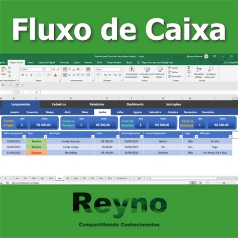 Planilha Para Fluxo De Caixa Reyno Renato Oliveira Hotmart