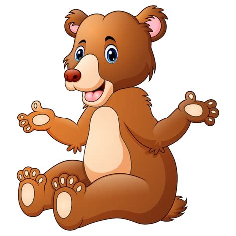 Cute Bear Cartoon Vector Premium