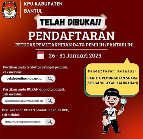 Telah Dibuka Pendaftaran Petugas Pemutakhiran Data Pemilih Pantarlih