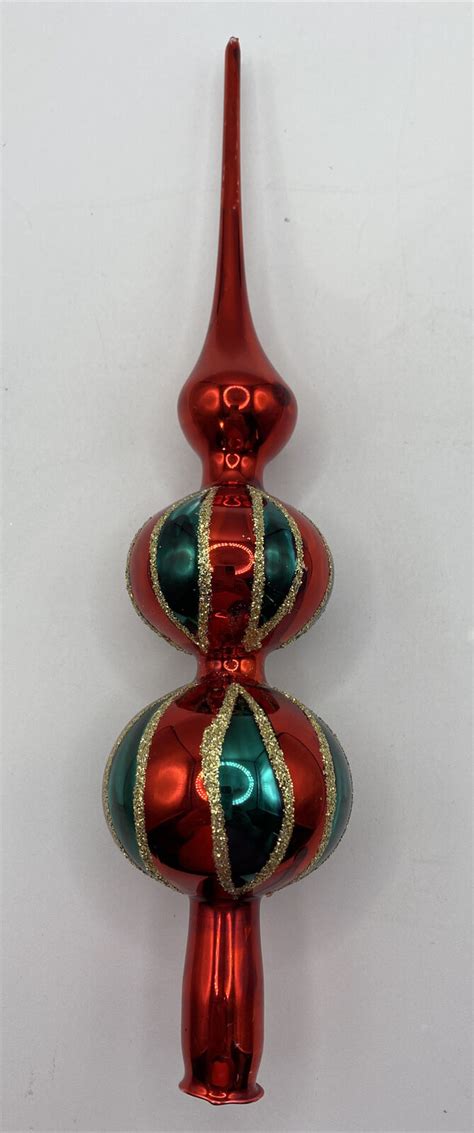 Vintage Christmas Classics Hand Decorated Glass Ornament Topper Made In