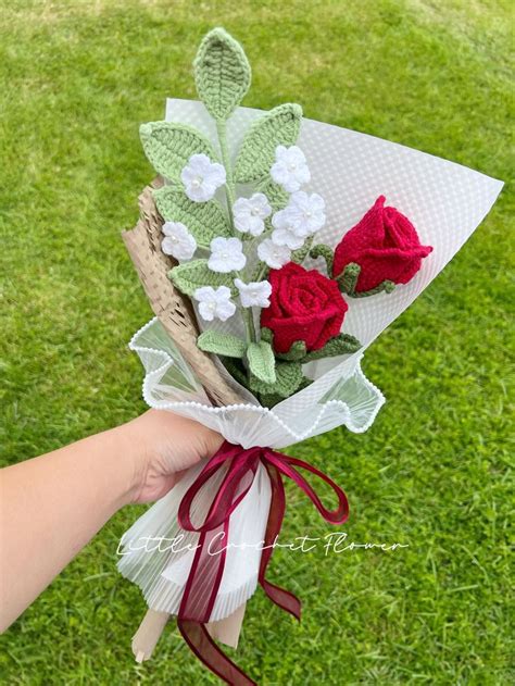 Crochet Rose Bouquet Hand Made Personalized Gift For Girl Friend