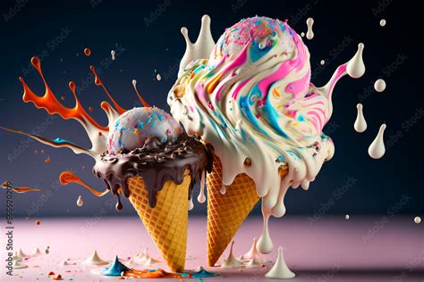 Colorful Ice Cream Background Image Created With Generative AI