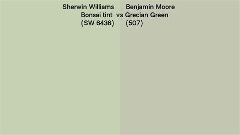 Sherwin Williams Bonsai Tint SW 6436 Vs Benjamin Moore Grecian Green