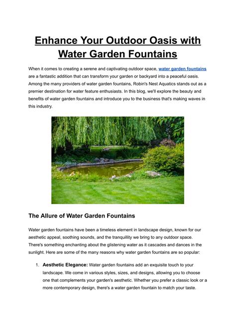 PPT Enhance Your Outdoor Oasis With Water Garden Fountains PowerPoint