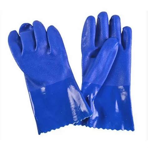 Sandy Pvc Supported Hand Gloves Blue Inch Inches Finger Type