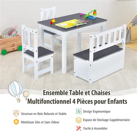 Costway Ensemble Table Et Chaises Pour Enfants Table Et Chaises Et