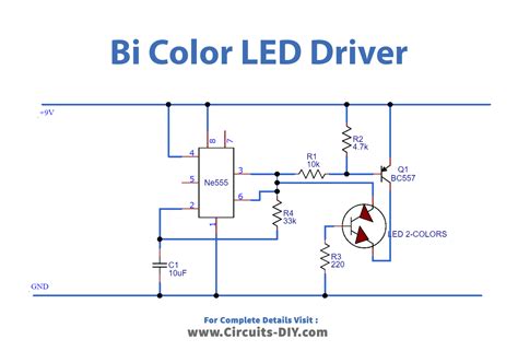 Bi Color Led Driver Circuit Using 555 Timer