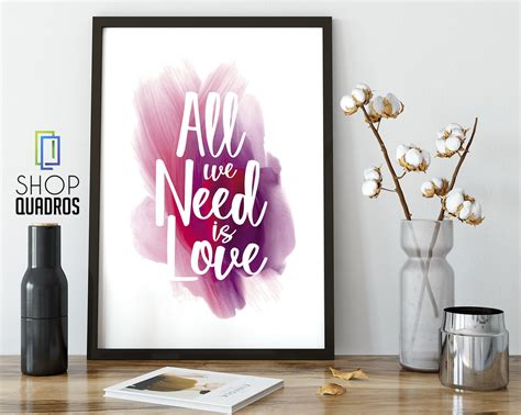 All We Need Is Love Quadro Quarto Sala Casa Frase Decora O