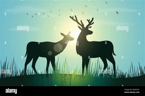 Deer Design Silhouette Hand Drawn Minimalism Style Vector Illustration