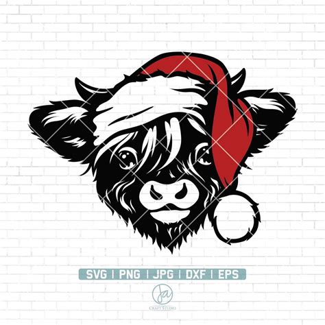 Highland Cow Santa Hat SVG Baby Highland Cow Svg Cute Cow Svg Highland