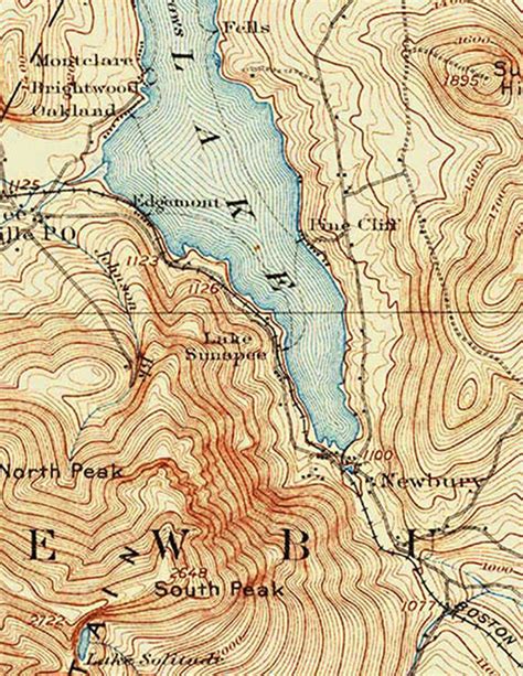 Lake Sunapee Big Area Ca 1930 Usgs Old Topographical Map Etsy