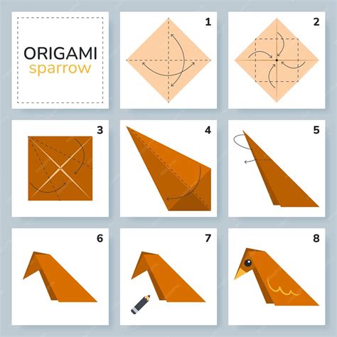 Premium Vector Bird Origami Scheme Tutorial Moving Model Origami For