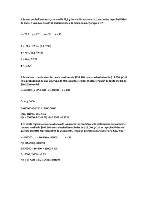 Ejercicios Resueltos Sobre Inferencia Estadistica Pdf Desviación Estándar Distribución Normal