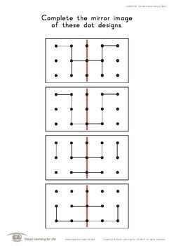 Dot Symmetry Designs X Visual Perception Worksheets Tpt