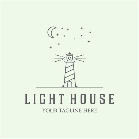 Logotipo farol linha arte design ilustração minimalista Vetor Premium