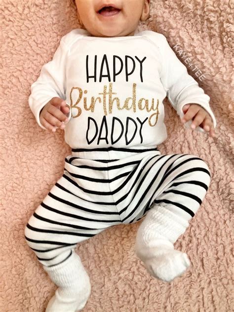 Happy Birthday Daddy Baby Bodysuit Cute Fathers Husband Birthday T