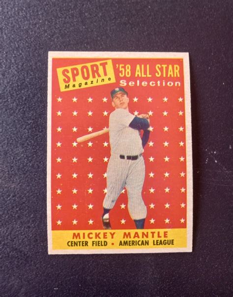 1958 TOPPS MICKEY MANTLE 487 ALL STAR CARD HIGH GRADE 1958 COLLECTION