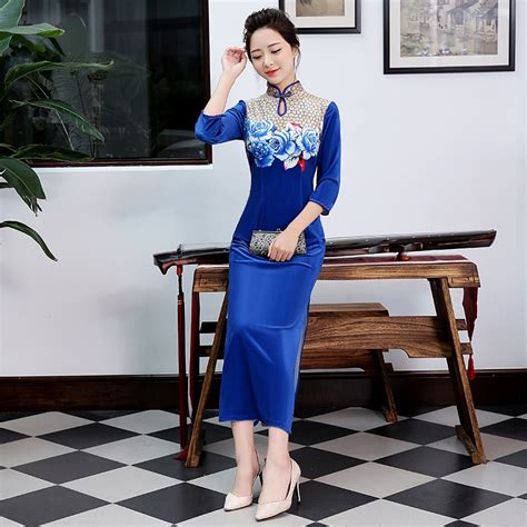 Womens Long Qipao Cheongsams Traditional Chinese Style Split Evening