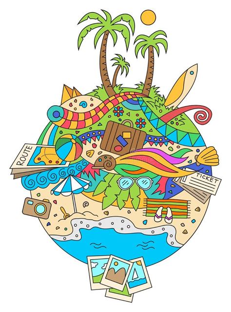 Doodle Summer Vacation Illustration Stock Vector Illustration Of