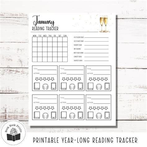 Yearly Reading Tracker Printable Digital Download Pdf Reading Journal