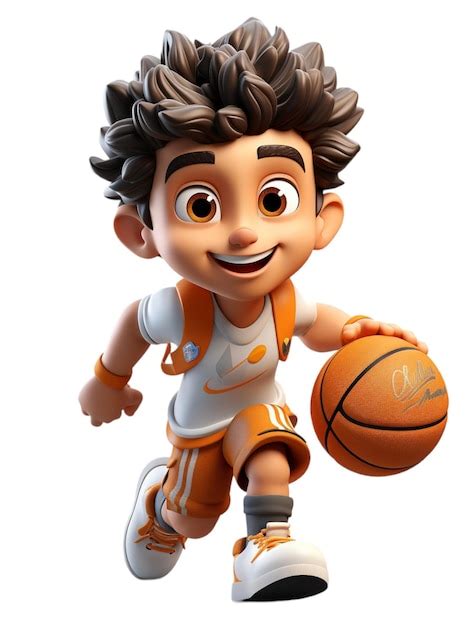 Jugador de baloncesto personaje de dibujos animados diseño 3D aislado