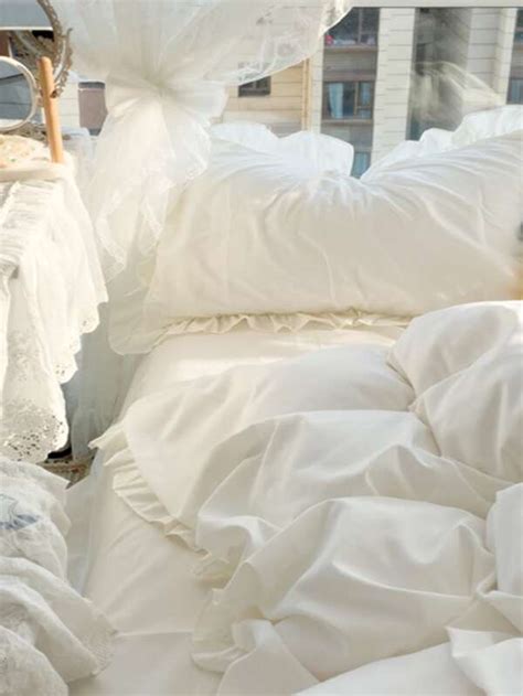 Ruffle Trim Duvet Cover Without Filler Shein Uk