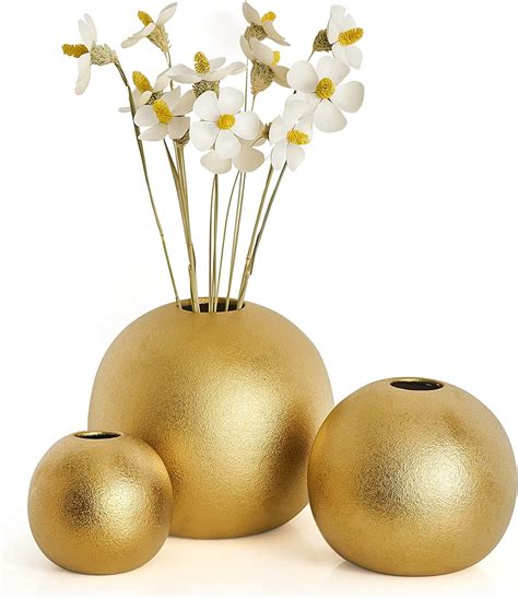 Gold Vase Ceramic Vase Set Of 3 Modern Vases For Decor Gold Vases Home Decor