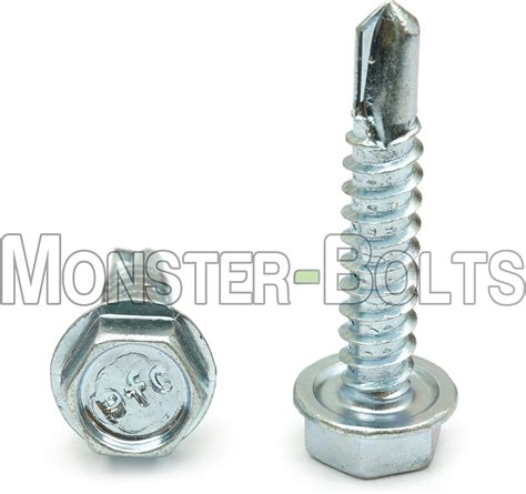 2pcs 10 X 1 Indent Hwh Hex Washer Head Unslot Zinc 3 Point Self Drilling Tek Proferred Sheet