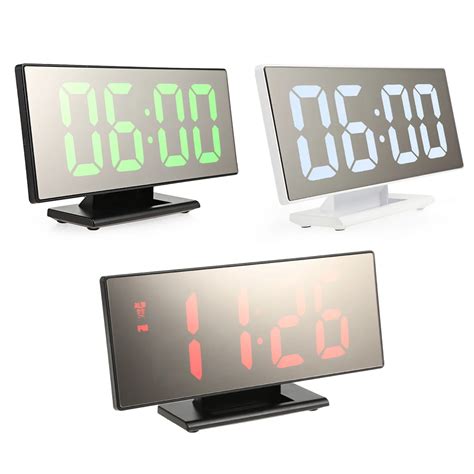 Digital Alarm Clock Led Mirror Clock Multifunction Snooze Large Display