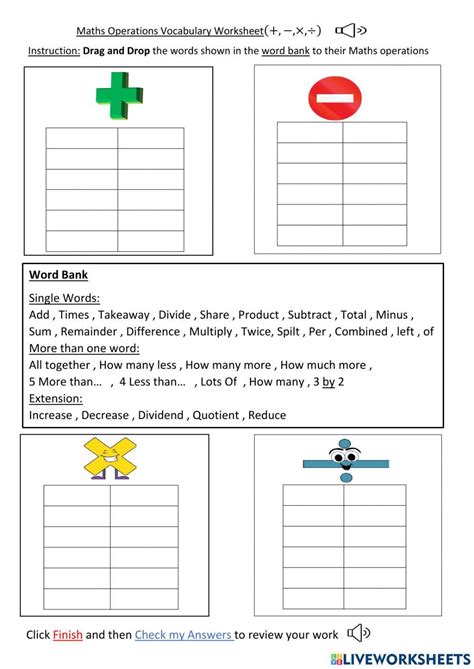 Maths Vocabulary Worksheets Library