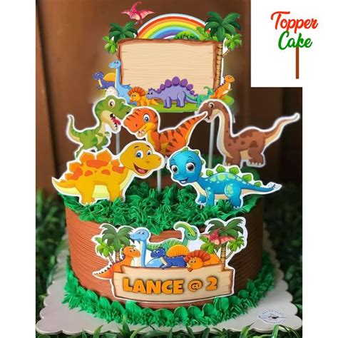 Topper Cake Dinosaurus Gratis Tambah Nama Usia Dan Foto Hiasan Kue