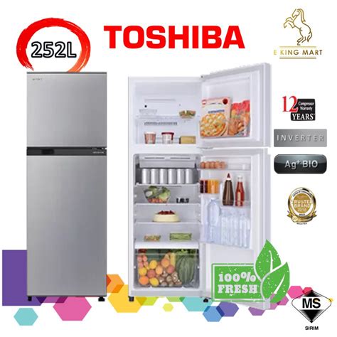 Toshiba 2 Door Refrigerator Fridge Inverter 252l Gr A28ms Ds No Frost