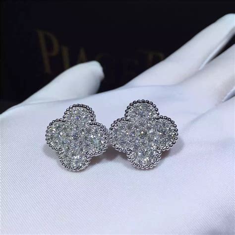 Van Cleef Arpels Magic Alhambra Earrings 18k White Gold And Round Diamonds