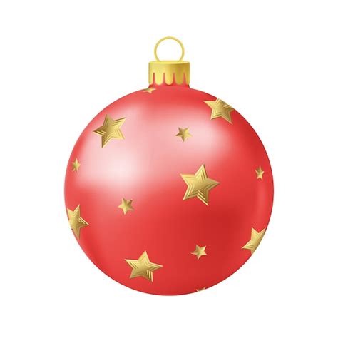 Premium Vector Red Christmas Tree Ball With Gold Star