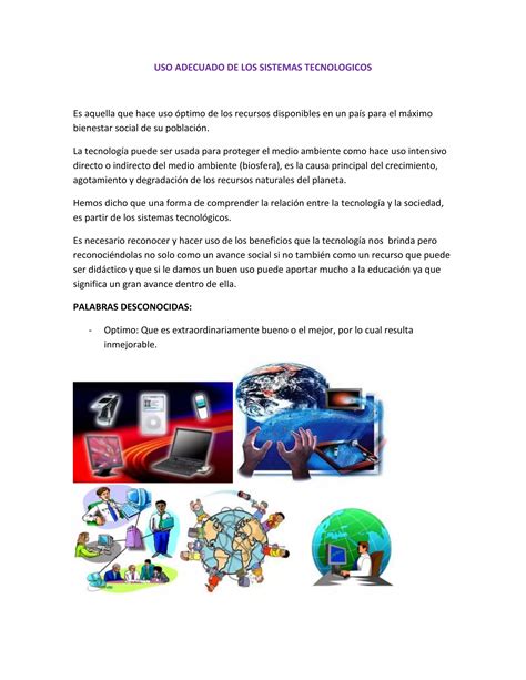 Uso Adecuado De Los Sistemas Tecnologicos Pdf