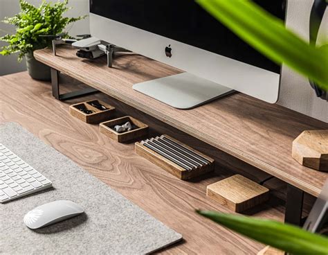 Monitor Stand Desk Shelf Bewood Black Walnut Long