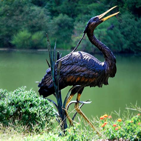 Bronze Heron Fountain Sculpture Metropolitan Galleries Inc Heron