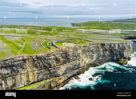 Aerial view of Dun Aonghasa or Dun Aengus , the largest prehistoric ...