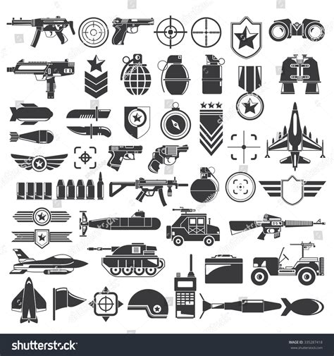 Military Weapon And War Icons Stock Vector Illustration 335287418