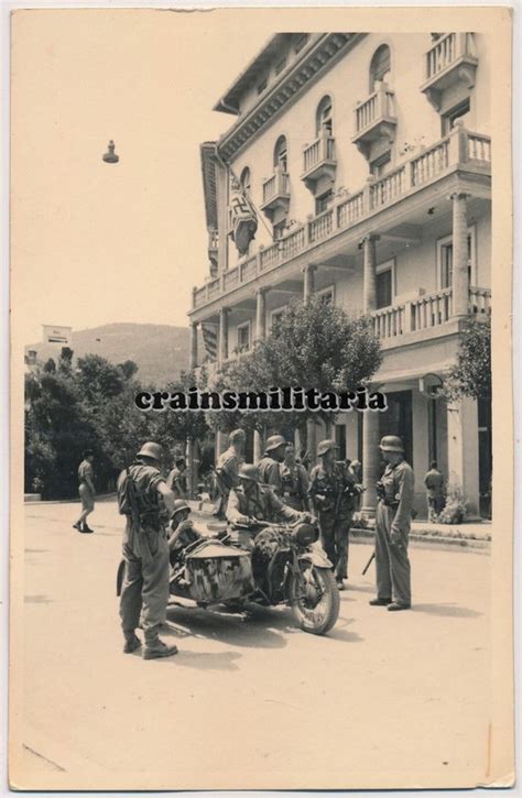 Orig Foto Polizei Gebirgsj Ger Beute Krad Moto Guzzi Tarn Uniform