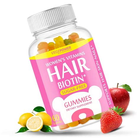 Vegepower Biotin Gummies With Hair Vitamins Sugar Free 10000mcg Biotin Highest Potency